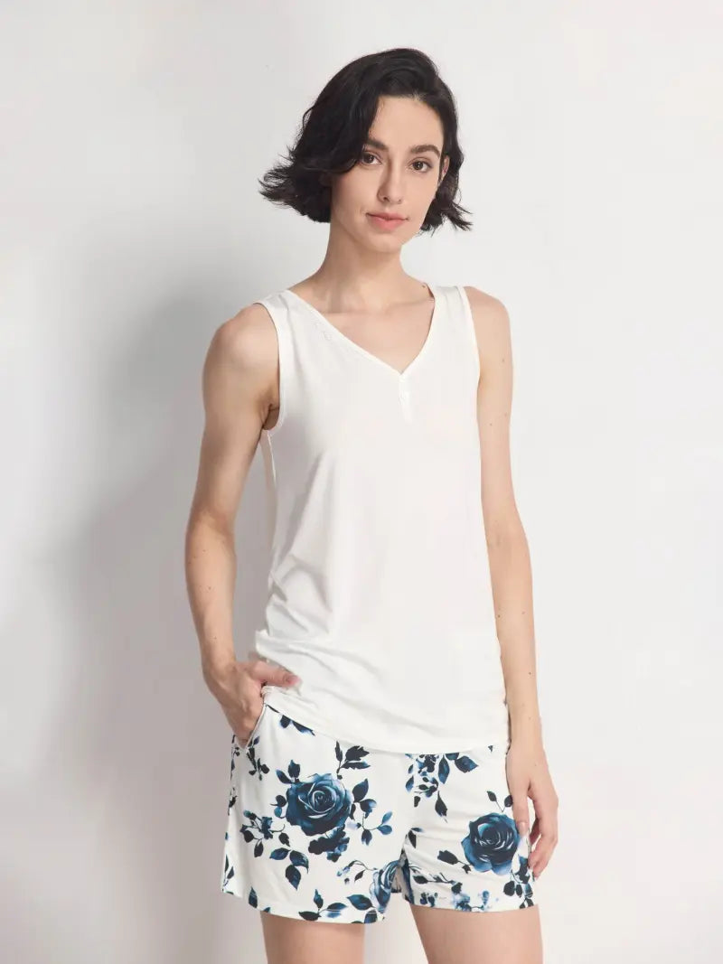 soft bamboo pj set breathable women sleepwear wholesale