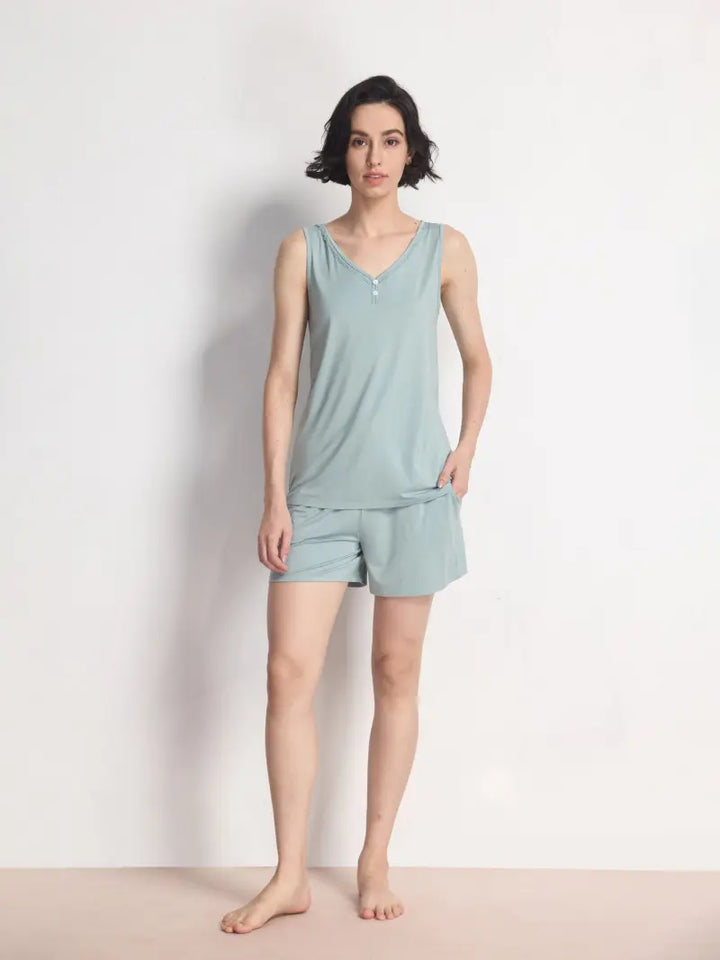 women bamboo sleepwear v neck pajama set manufacturer