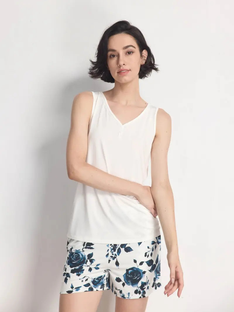 soft bamboo pj set breathable women sleepwear wholesale