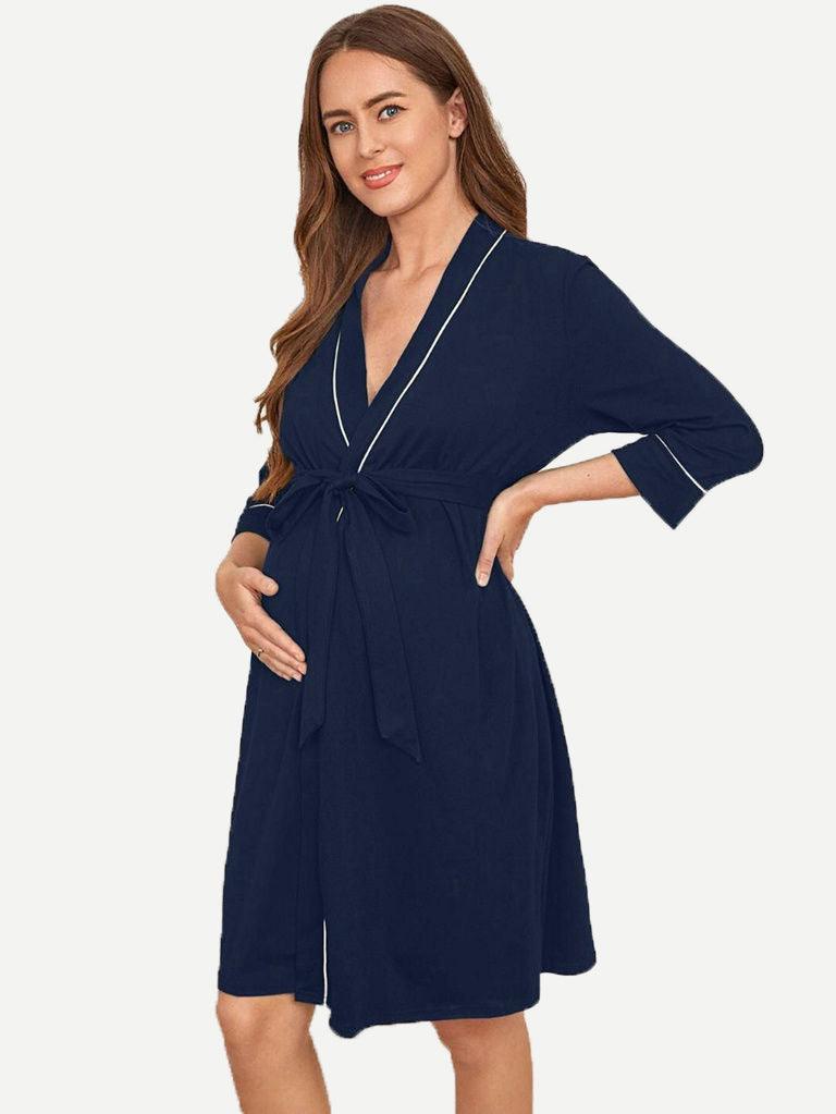 Customize Soft Maternity Robe Loungewear Pajama Set-2311290265