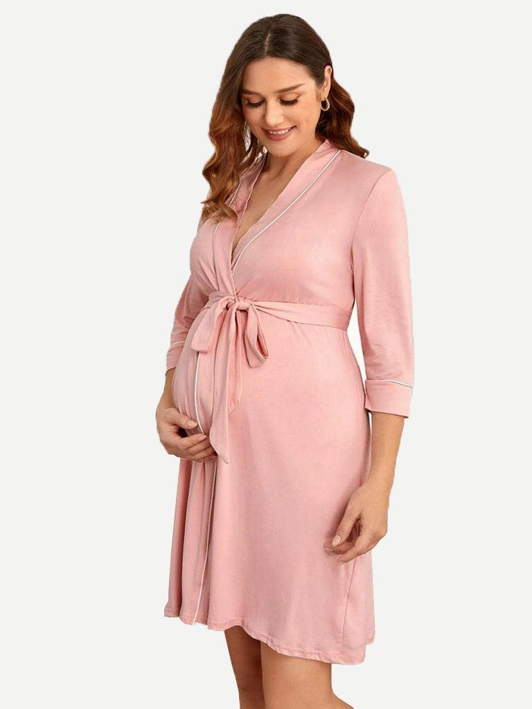 Customize Soft Maternity Robe Loungewear Pajama Set-2311290265