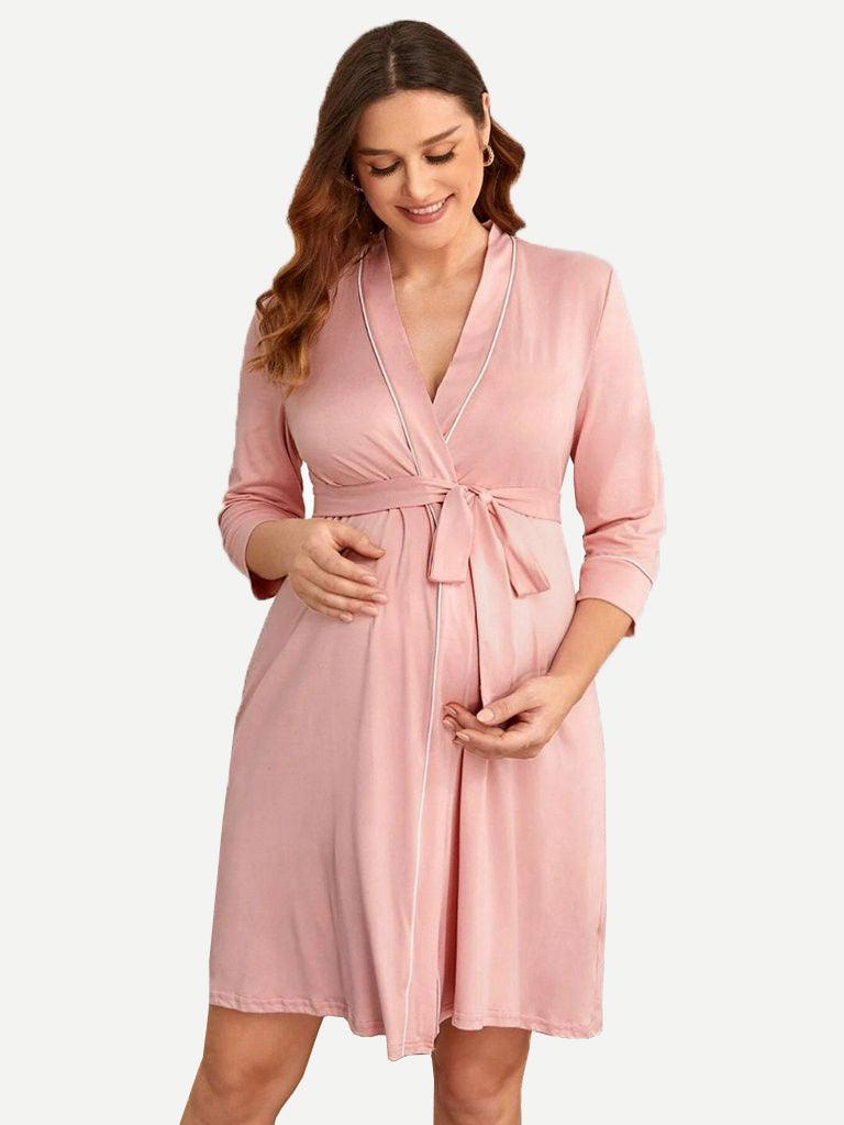 Customize Soft Maternity Robe Loungewear Pajama Set-2311290265