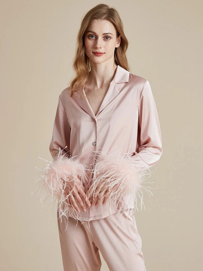 Silk Feather Pajama Sets Wholesale
