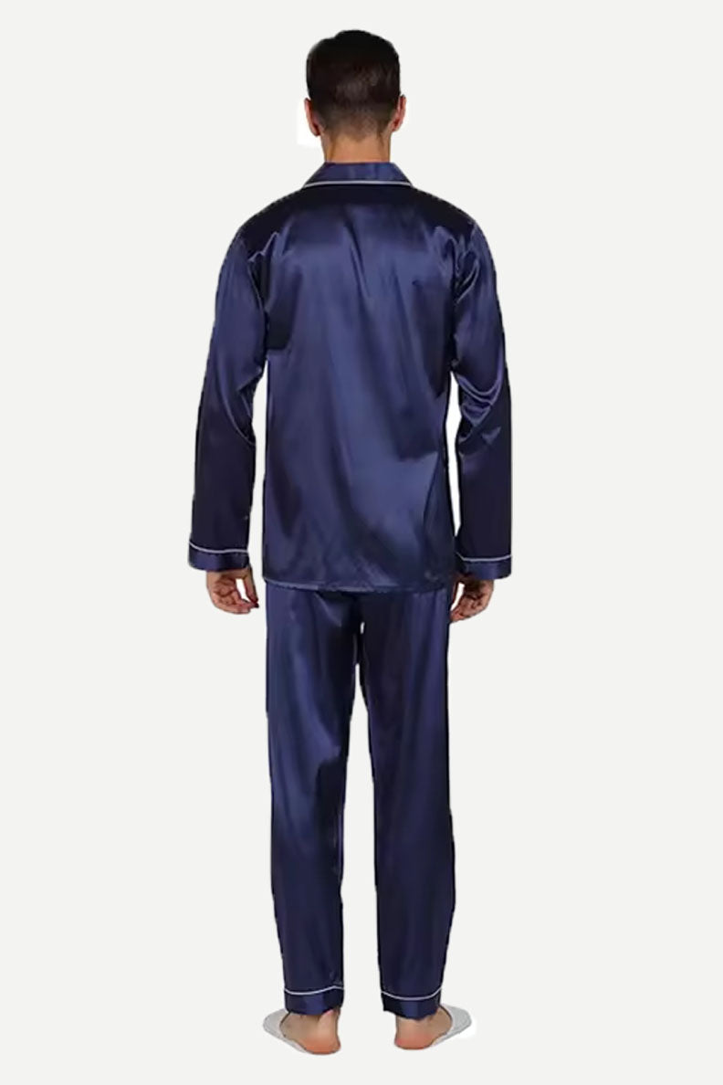 Silk Mens Pajama Long Sleevs Custom Silk Sleepwear Supplier