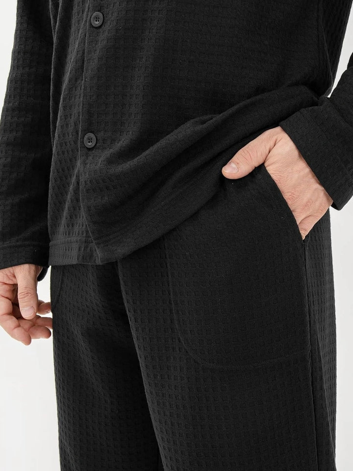 Wholesale Custom Men Long Sleeve Cotton Pajamas Set