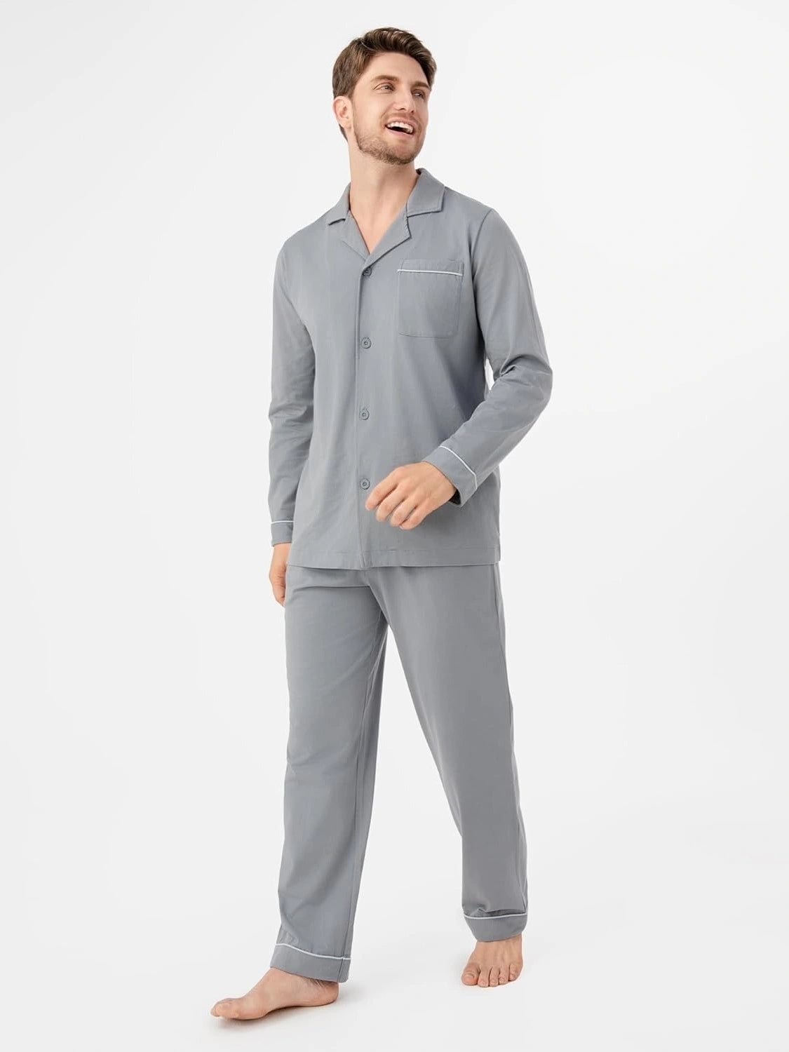 Wholesale Custom Men Long Sleeve Cotton Sleepwear