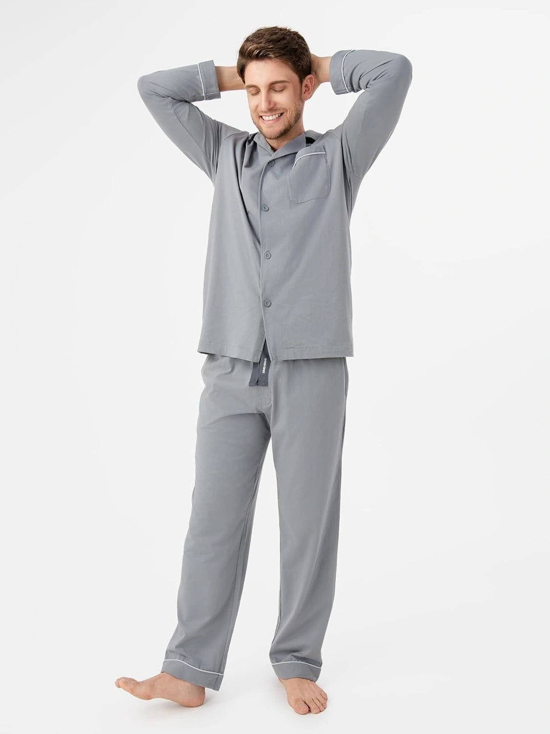 Wholesale Custom Men Long Sleeve Cotton Sleepwear Pjs