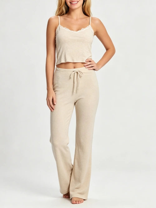 Women Modal Sleepwear Manufacturer  Camisole Lace-Trim Pajamas