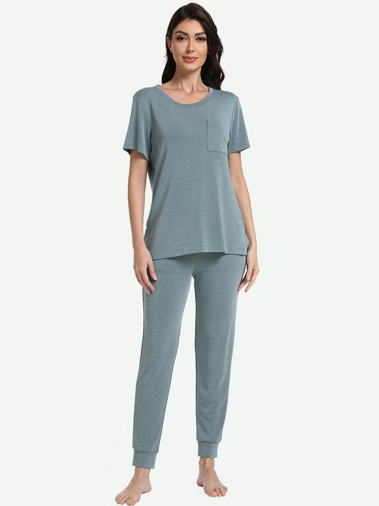 Wholesale Women Loungewear Short Sleeves and Long Pants-2311820103 - Glamour Bamboo Pajamas