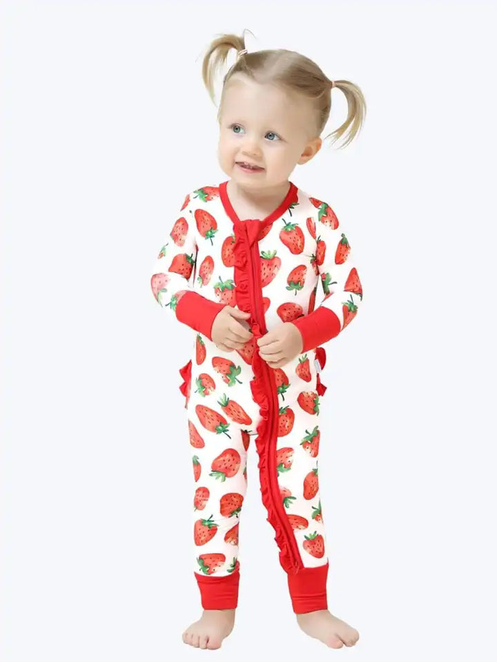 Premium strawberry baby pajama rompers wholesale