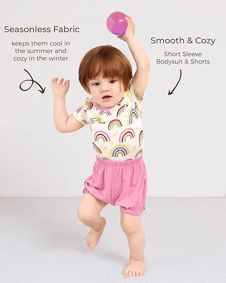 Custom Printing Baby Girl Two Pieces Bodysuit With Shorts