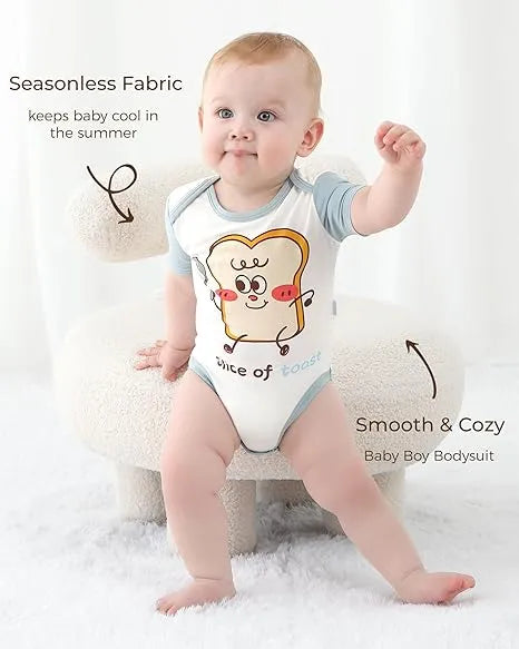 Wholesale Custom Bamboo Baby Boy Bodysuit Short Sleeve Jumpsuit