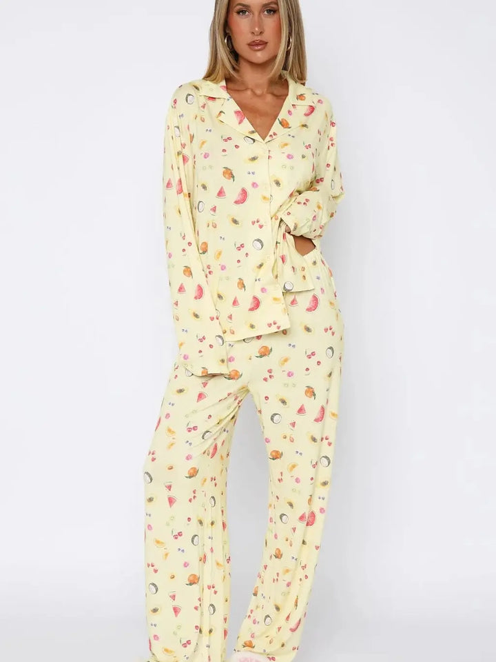 wholesale fruit print pajama set for women