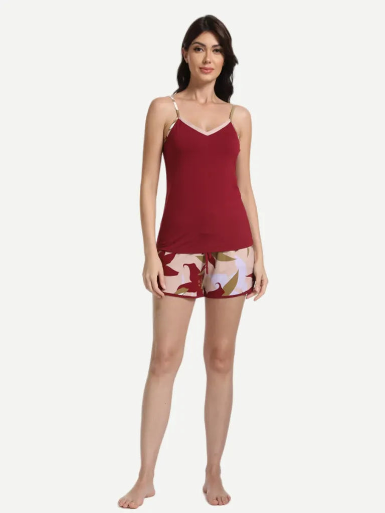 women cami top and shorts pajama set wholesale