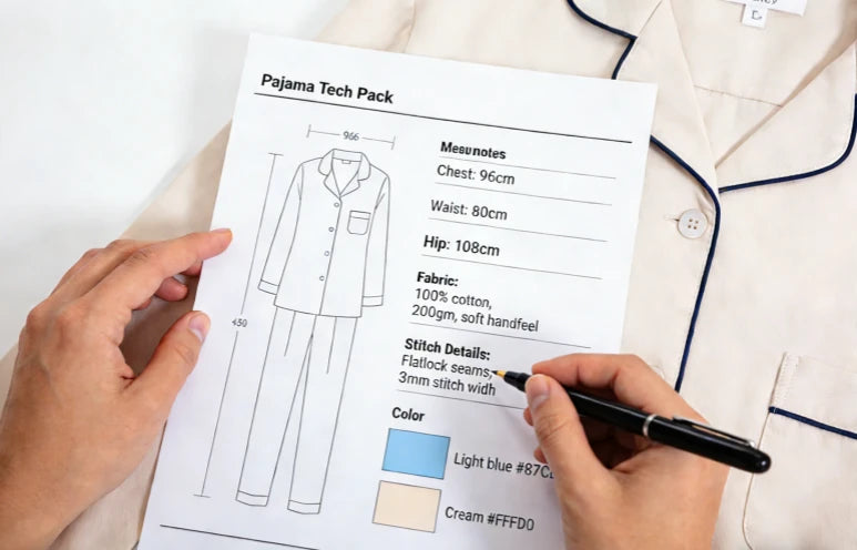 custom pajama samples developed for private label brands