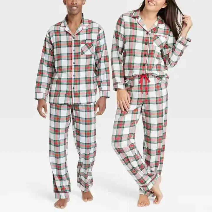 Tartan Plaid Couple Matching Pajamas Valentines Day Pajamas Set