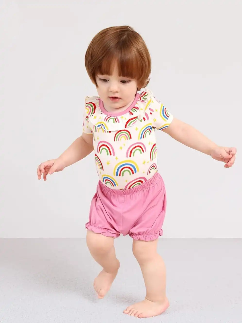 Custom Printing Baby Girl Two Pieces Bodysuit With Shorts