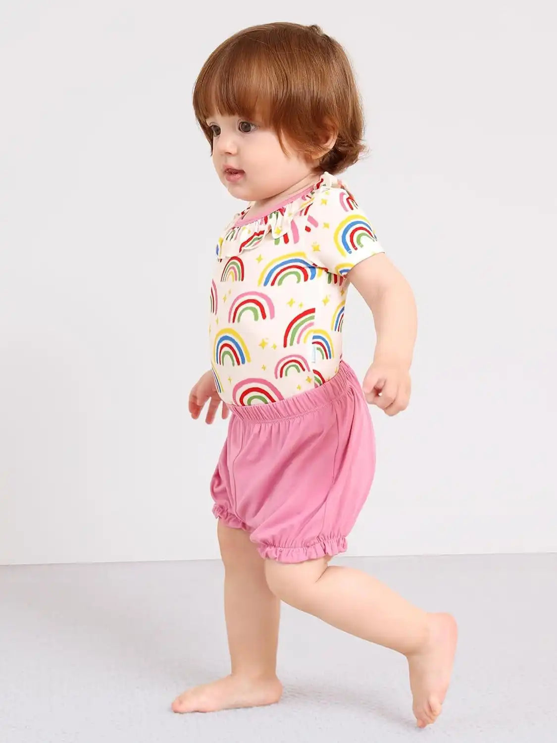 Custom Printing Baby Girl Two Pieces Bodysuit With Shorts