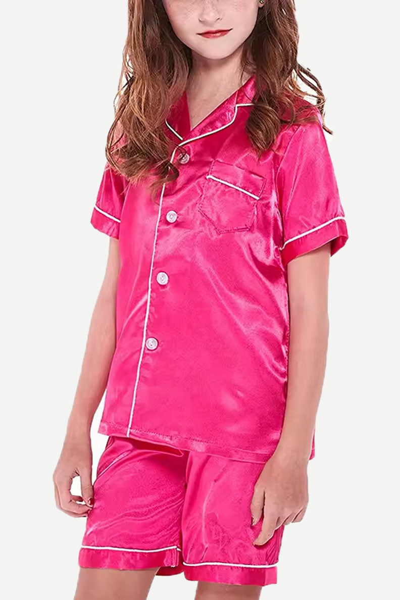 Two Pieces Short Pajamas Silk Pajama For Kids Customizable Manufacturer