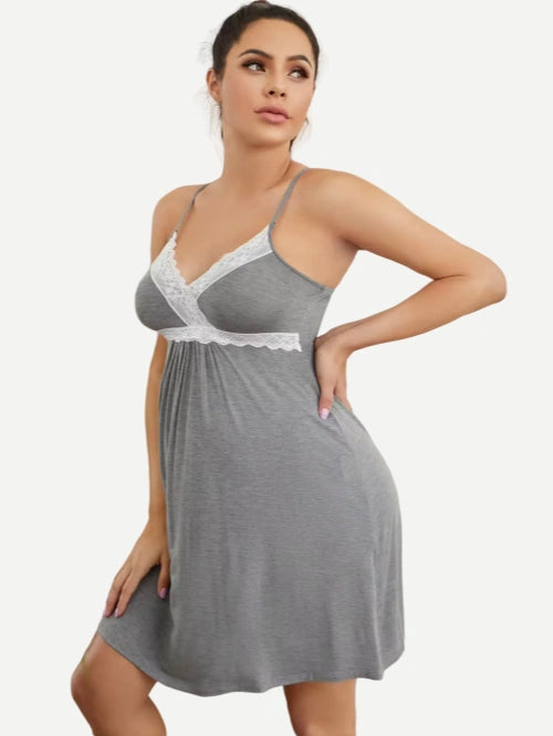 Good Stretch Nursing Pregnant Breastfeeding Gown Maternity Dress