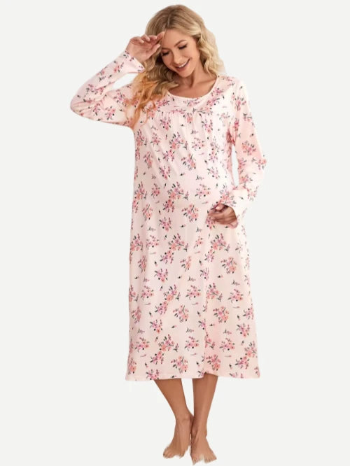 Wholesale Maternity Dresses Floral Pregnancy Nursing Top Pajama