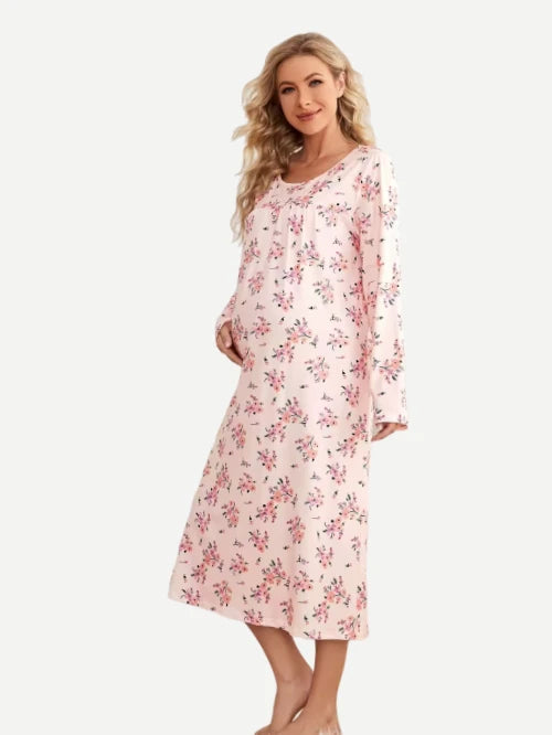 Wholesale Maternity Dresses Floral Pregnancy Nursing Top Pajama