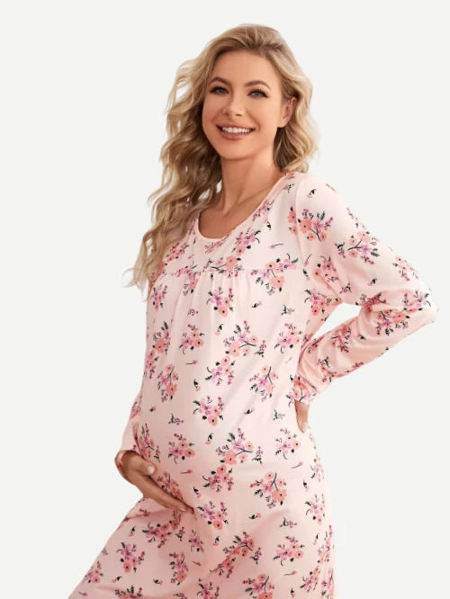 Wholesale Maternity Dresses Floral Pregnancy Nursing Top Pajama