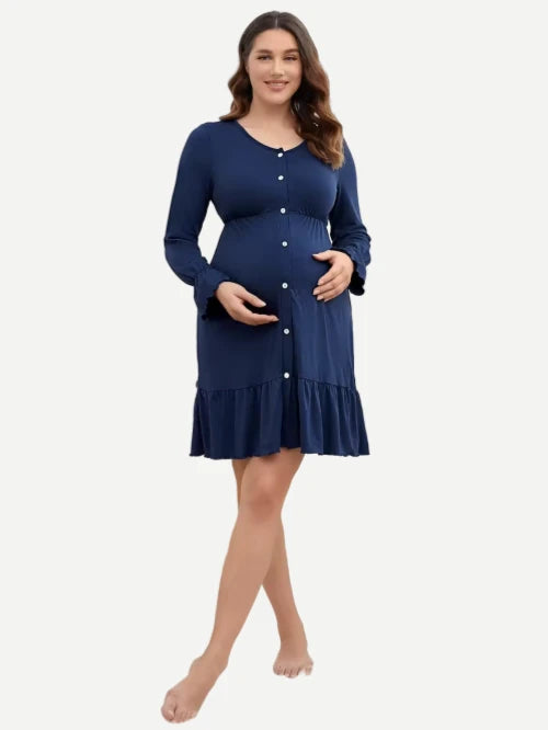 Custom Bamboo Pregnant Womens Front Button Down Nursing Dresses