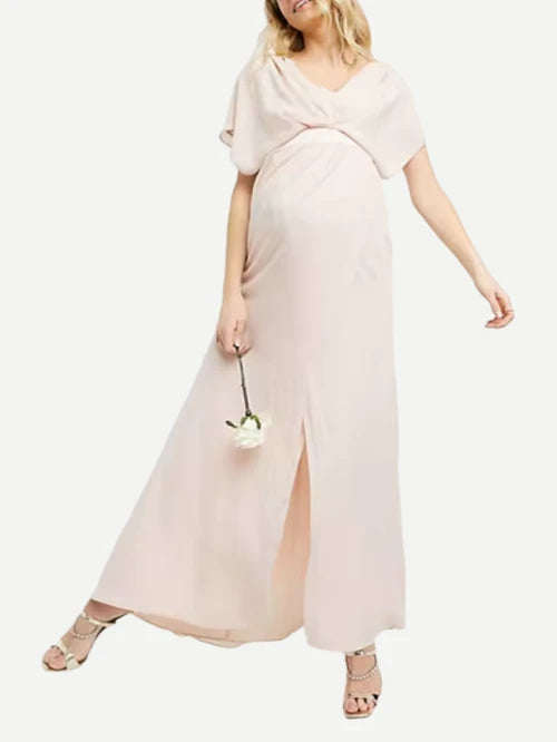 Long Elegant Maternity Dress Luxury Silk Maternity Cloth Factory