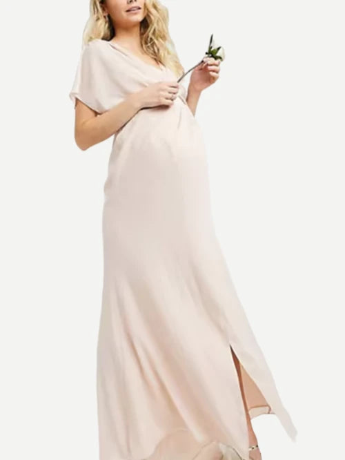 Long Elegant Maternity Dress Luxury Silk Maternity Cloth Factory