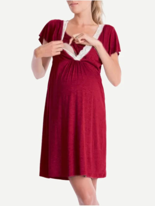 Women's Maternity Dresses Short Sleeve Nursing Breastfeeding Dress