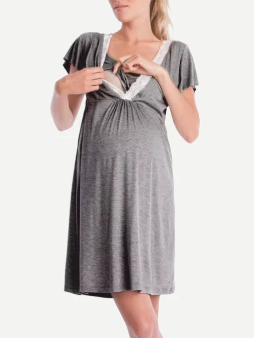 Women's Maternity Dresses Short Sleeve Nursing Breastfeeding Dress