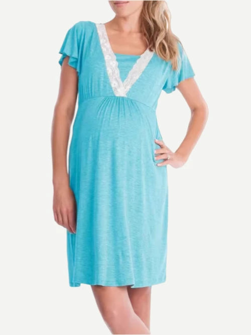 Women's Maternity Dresses Short Sleeve Nursing Breastfeeding Dress