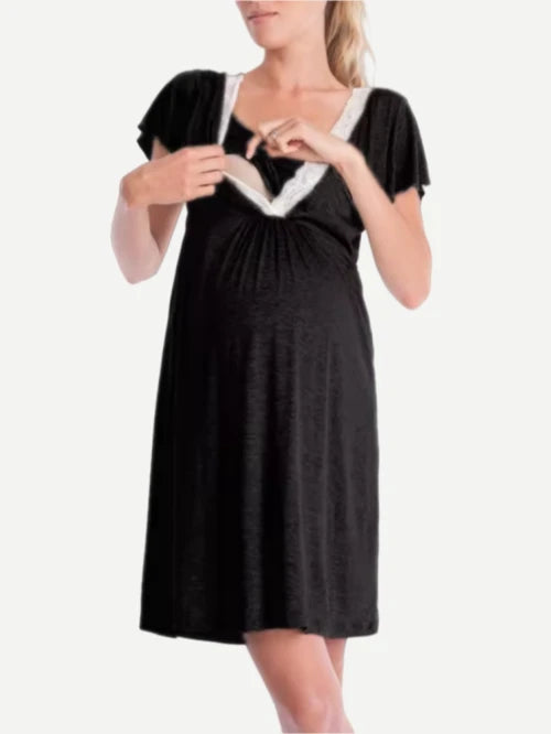 Women's Maternity Dresses Short Sleeve Nursing Breastfeeding Dress