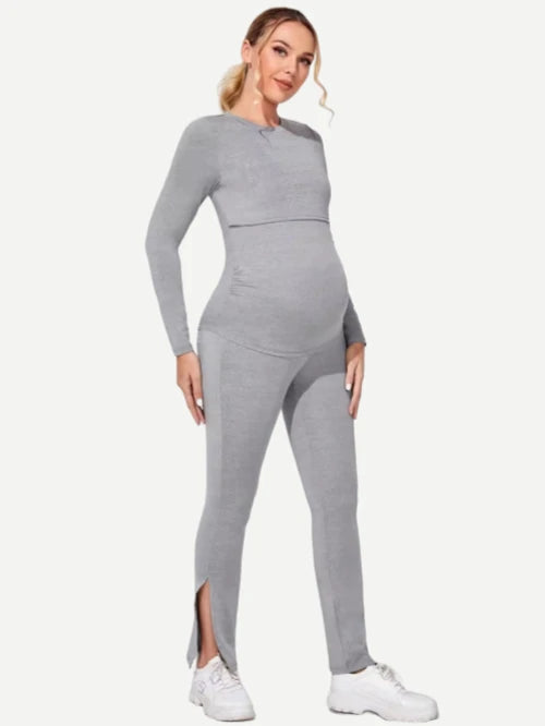 Custom Maternity Wear Ruched Side Nursing Pajamas