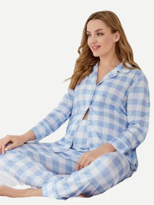 Maternity Pajamas Buffalo Plaid Print Wholesale Clothes