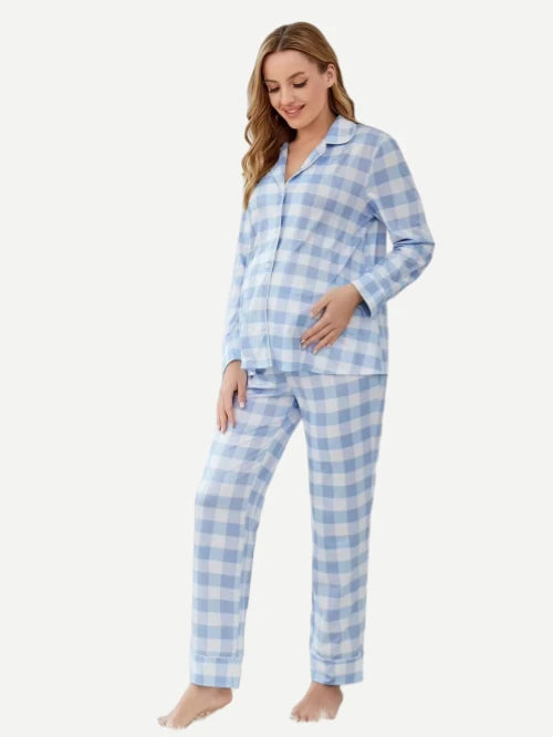 Maternity Pajamas Buffalo Plaid Print Wholesale Clothes