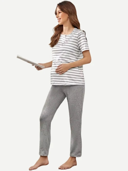 Striped T-shirts And Pants Loungewear Sets Pregnancy Clothes Factory 