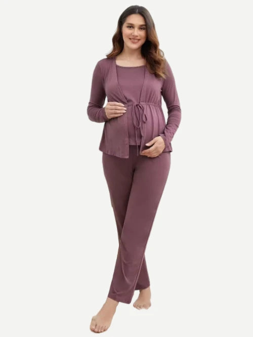 Maternity Drawstring Waist Nursing Lounge Wear Turkey Pajamas