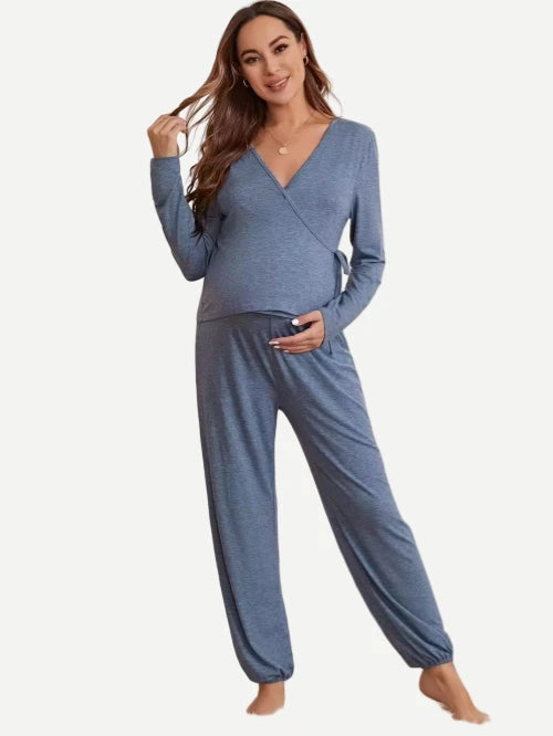 Bamboo Pregnant Clothes Knot Side Warp Adjustable Waist Lounge Wear