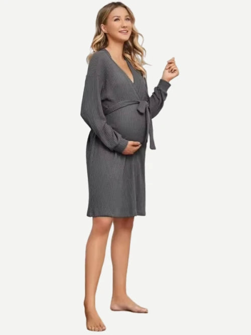 Maternity Waffle Bath Robe Knit Belted Cotton Dressing Gown Bulk