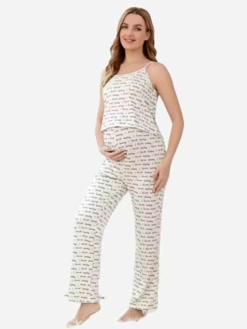 3pcs Allover Pregnancy Breastfeeding Nursing Clothes Maternity Pijamas