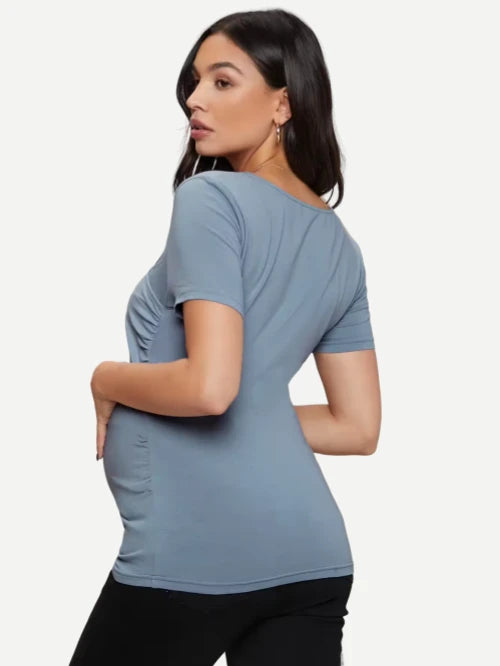 Solid Nursing Tee Custom Pregnancy Maternity Tops Short Sleeve