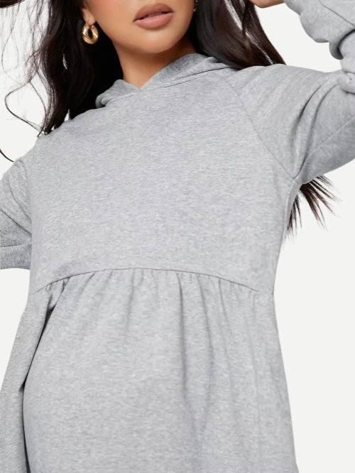 Custom Maternity Nursing Marled Raglan Sleeve Peplum Cotton Hoodies