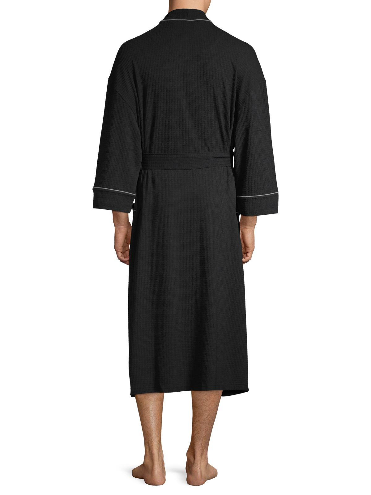 Mens Bathrobes Long Sleeve Waffle Knit Robe