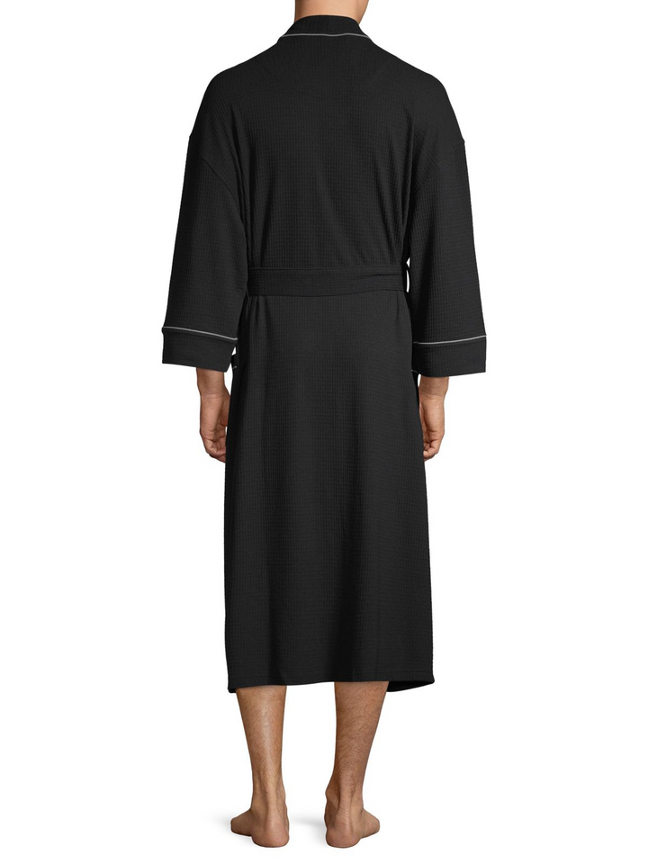 Mens Bathrobes Long Sleeve Waffle Knit Robe