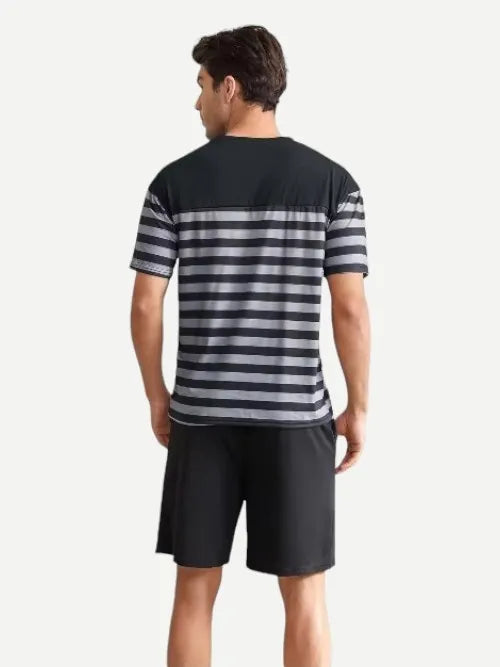 Striped T-Shirts With Shorts Pj Set Pyjama Man Loungewear Mens