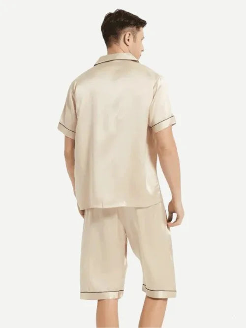 Wholesale Mens Short Pure Silk Pajamas-2315580195