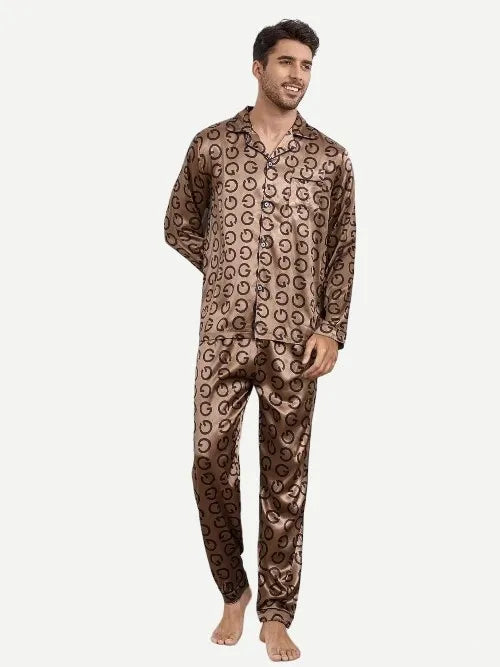 Bulk Long Sleeve Luxury Men's Sleepwear Men Silk Satin Pajamas