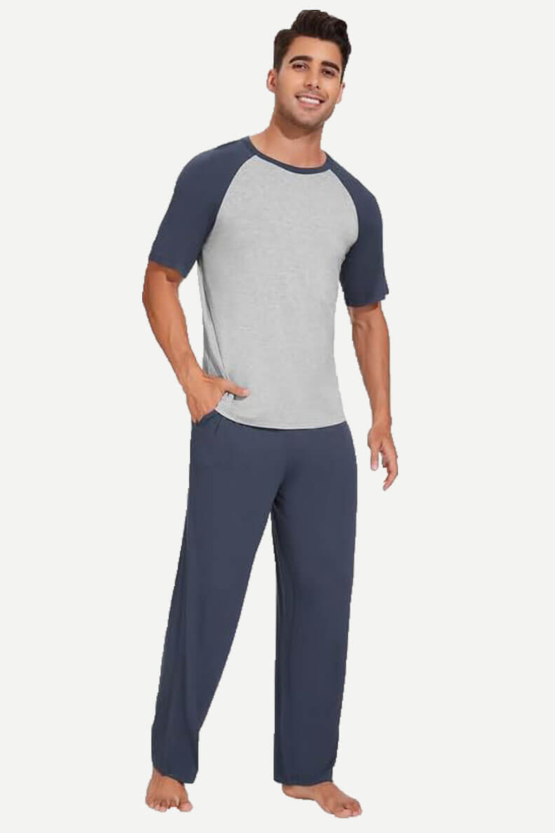 Custom Short Sleeves Long Pants For Mens Sleepwear Supplier